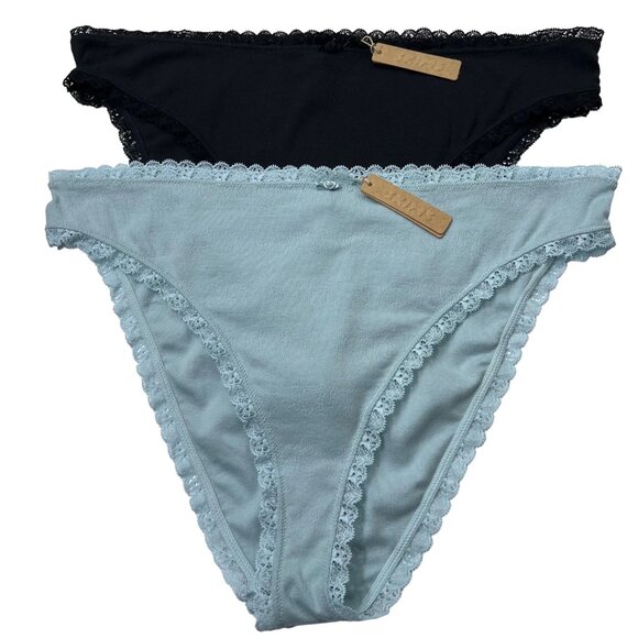 SKIMS Lace Pointelle Cheeky Brief Lot of 2 Sky Onyx Womens 4X - Picture 1 of 13